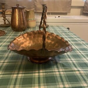 Vintage Gregorian Hand Crafted Hammered Copper Basket 1960's